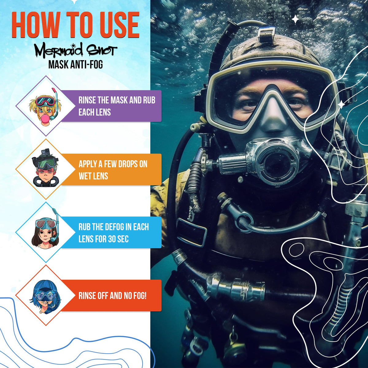 Mermaid Snot Anti Fog Mask Defogging Gel for Scuba Diving and Snorking (2 Fl Oz)