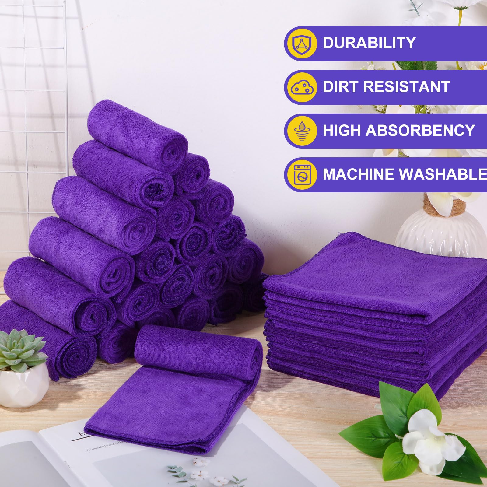 Microfiber Cleaning Cloths for Cars 16 x 16 Inch Ultra Absorbent Car Towels Drying Reusable Cleaning Supplies House Kitchen Window Microfiber Towel (120 Count)