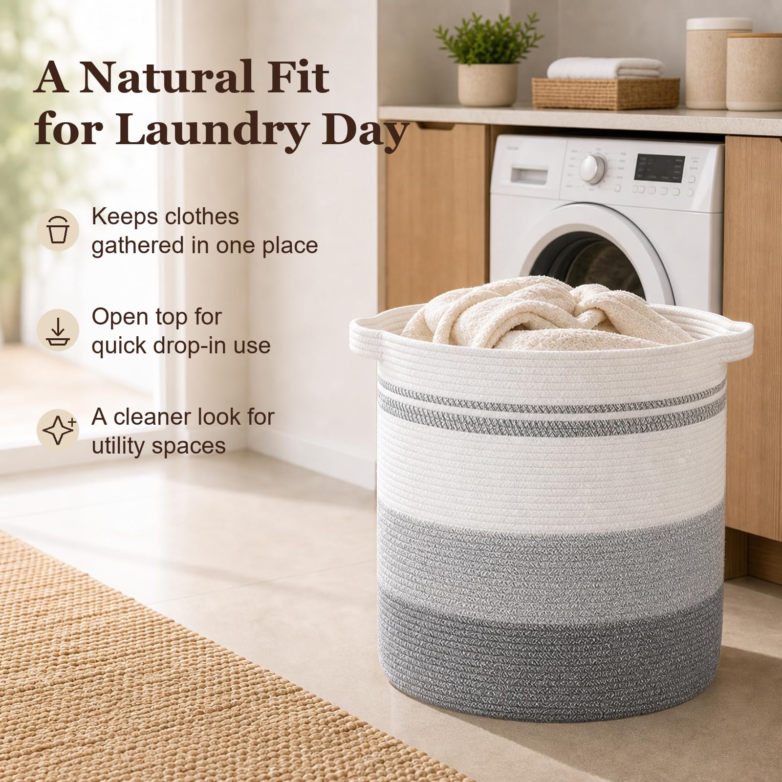 80L Laundry Basket Laundry Hamper Nursery Hamper Gradient Gray