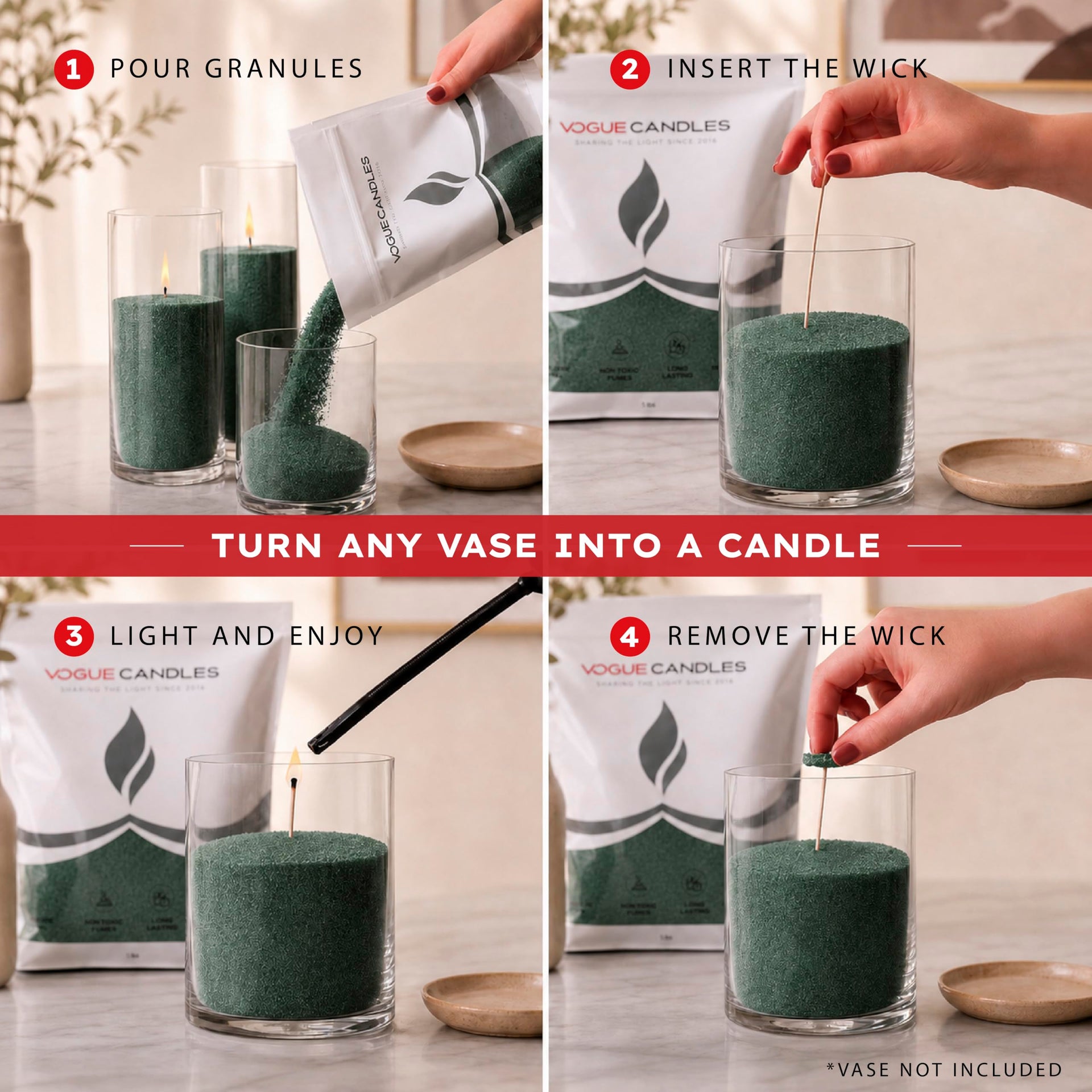 Vogue Candles Green Pearled Candle Sand Wax (80 Ounce)