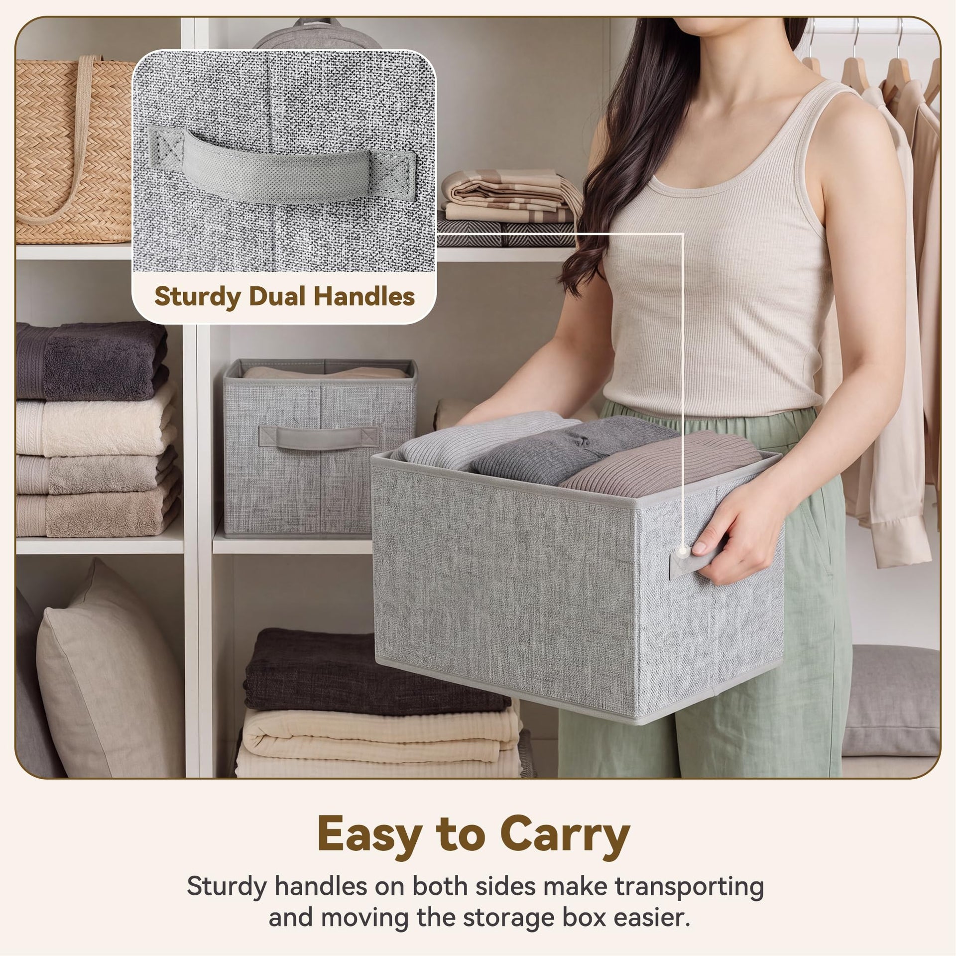 Closet Storage Bins with Handles (3 Count)