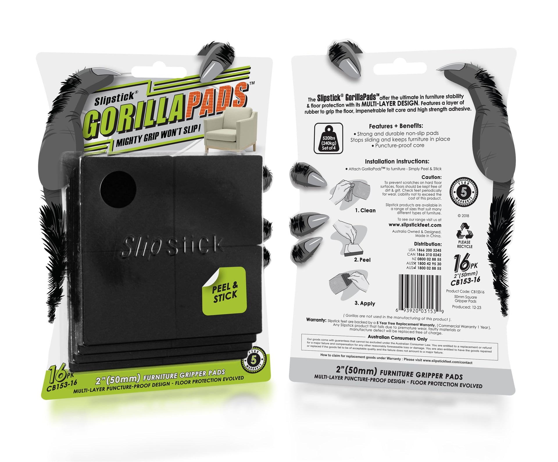 GorillaPads Non Slip Furniture Pads (16 Count)