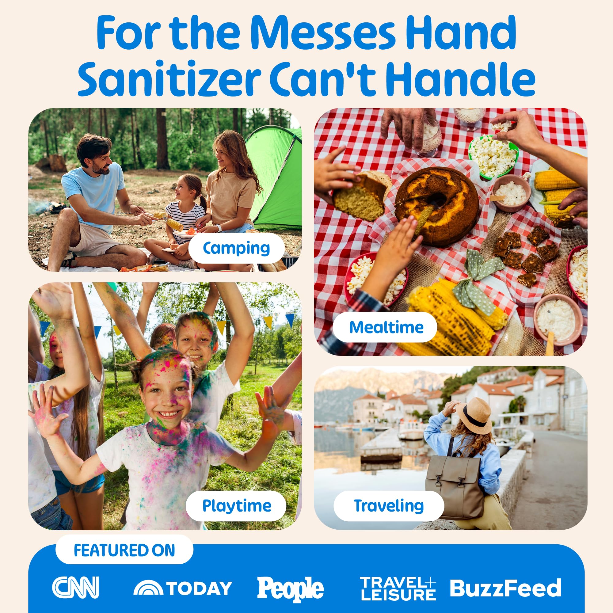 Mini Hand Sanitizer Wipes Travel Size 8 Pack (64 Count)