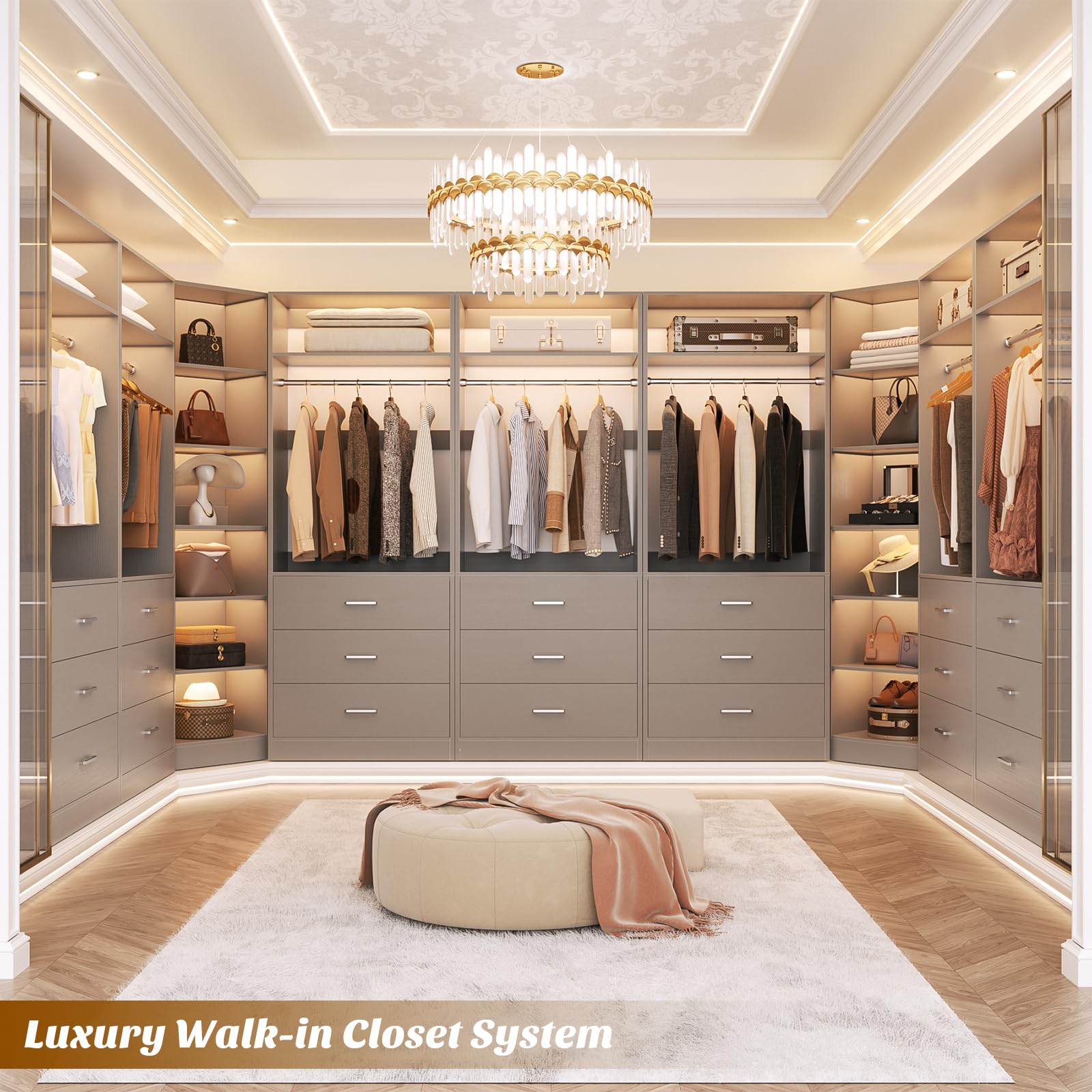 Closet System with 6 Drawers & 10 Shelves