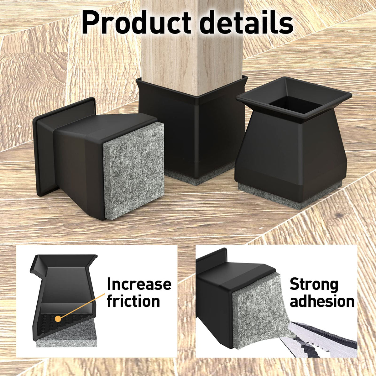 Square Chair Leg Protectors for Hardwood Floors (24 Count)