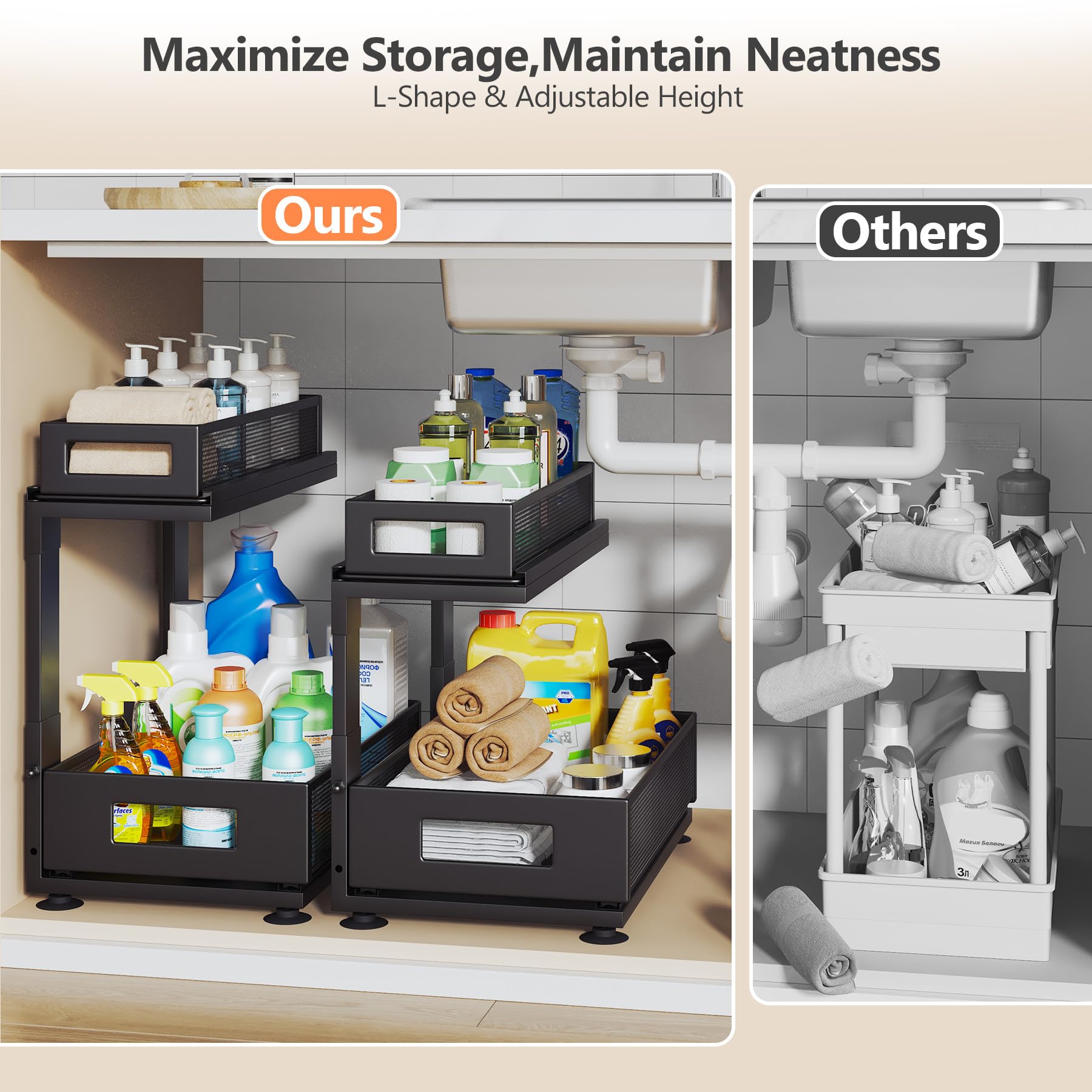 2 Pack Under Sink Organizer with Next (2 Count)