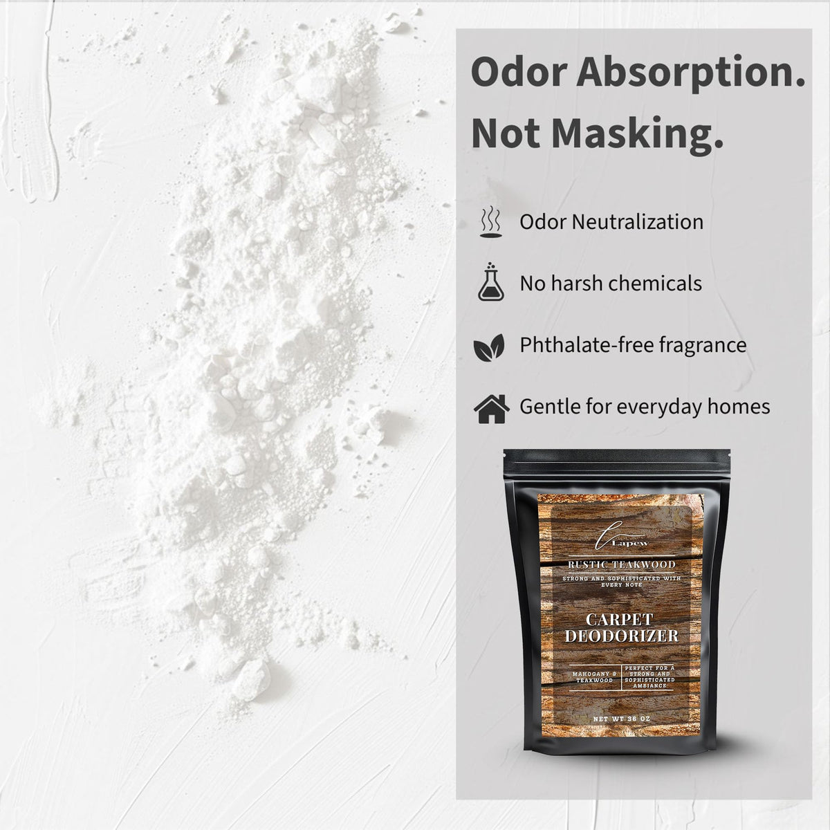 Rustic Teakwood Carpet Deodorizer Powder (36 Ounce)