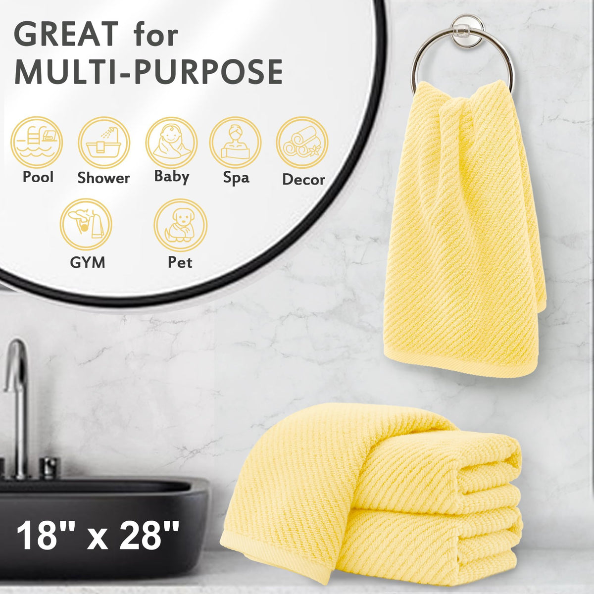 Bathroom Hand Towels 4PC (4 Count)
