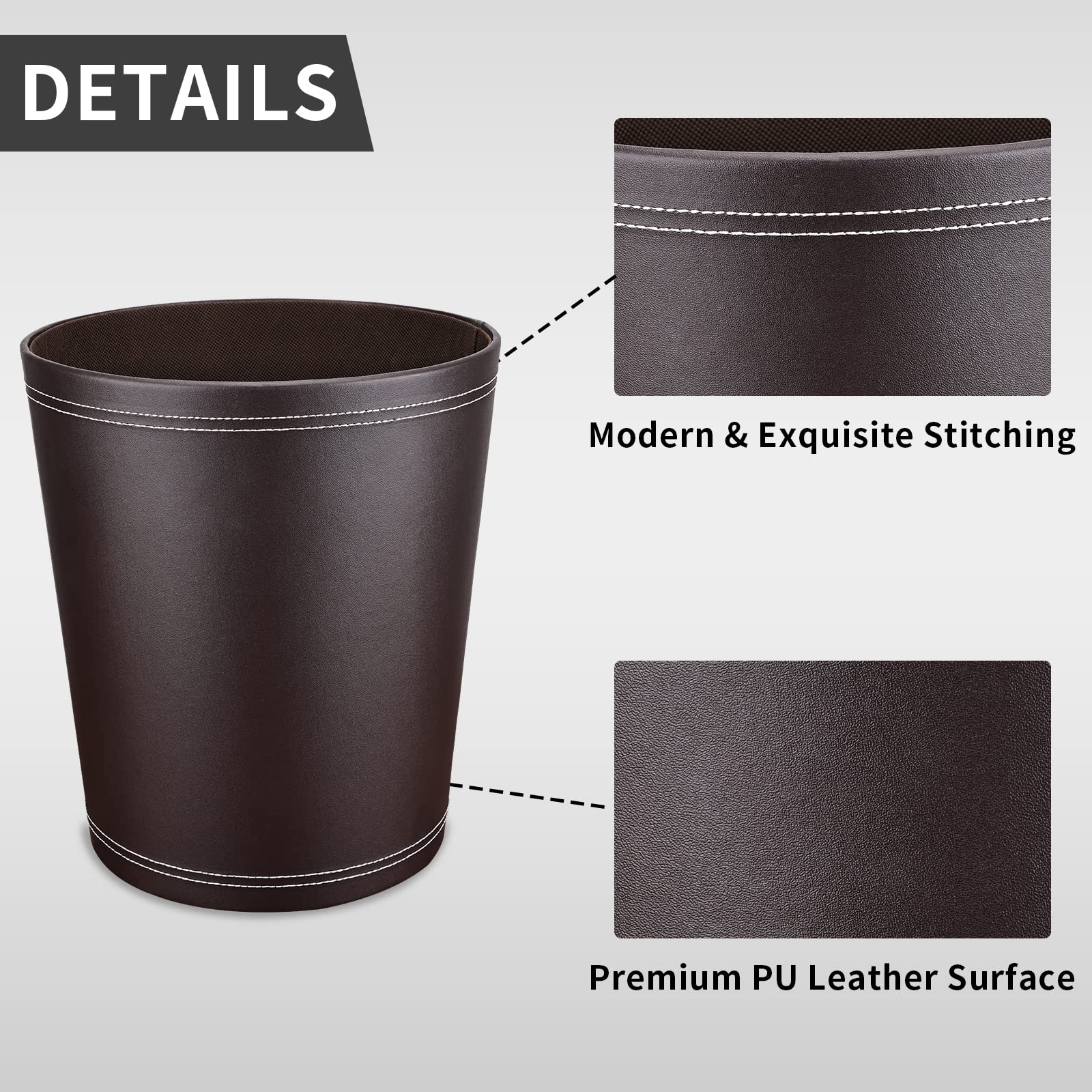 Pu Leather Trash Can for Bedroom