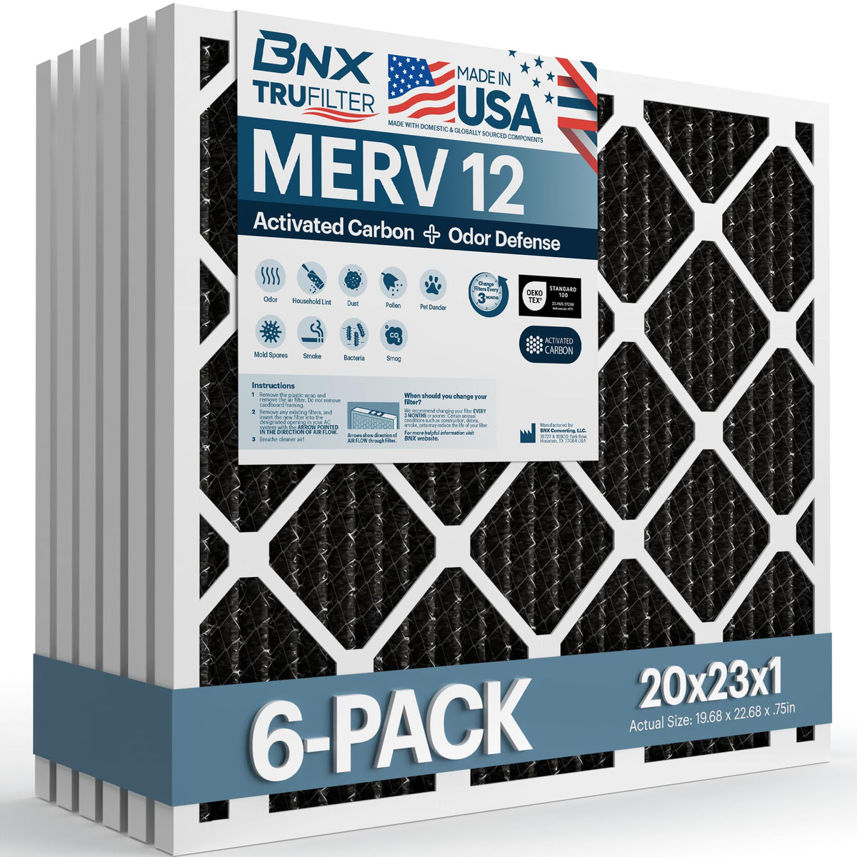TruFilter 20x23x1 MERV 12 Odor Defense (6 Count)