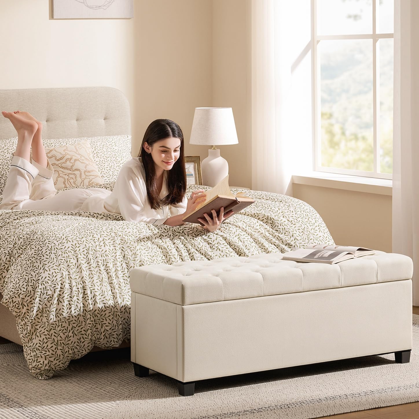 Storage Ottoman Bench for Bedroom