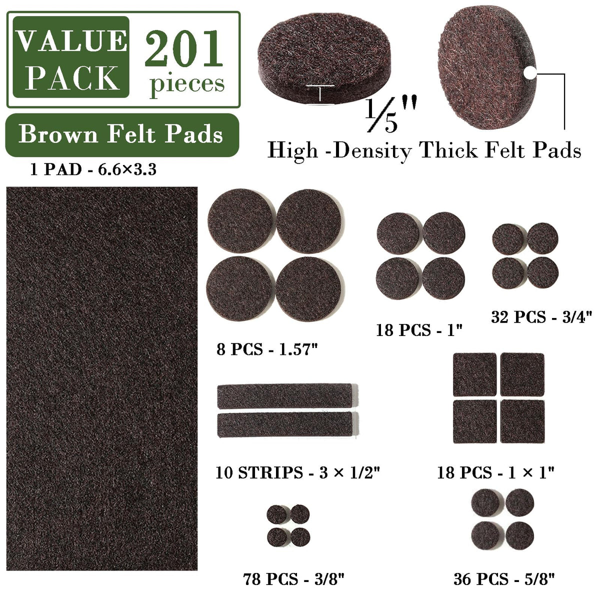 Felt Furniture Pads for Hardwood Floors (201 Count)