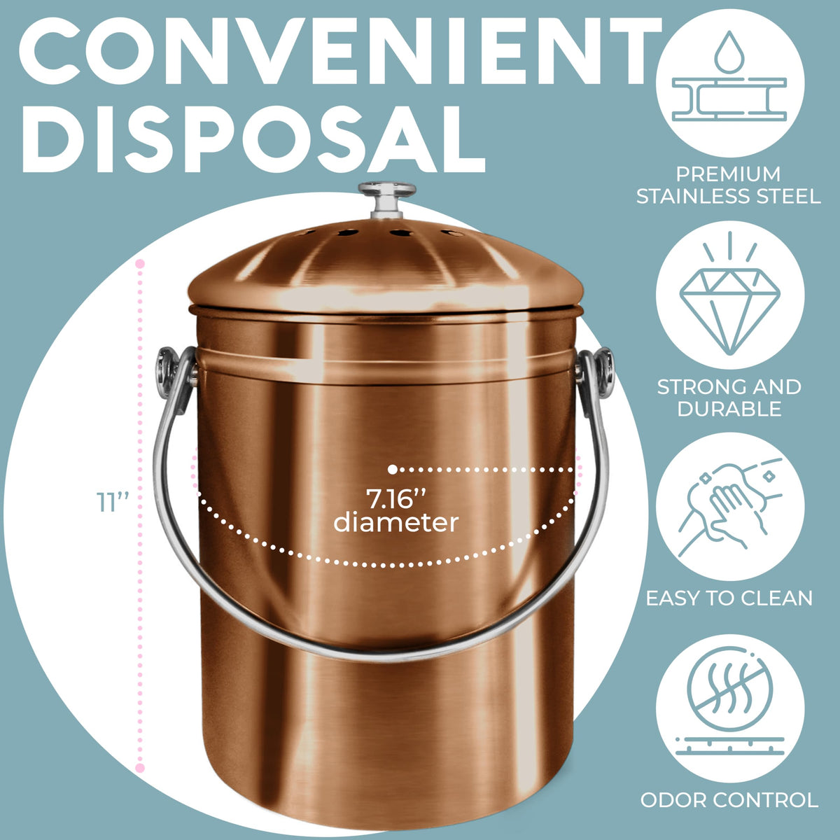 Kitchen Compost Bin for Kicthen Countertops