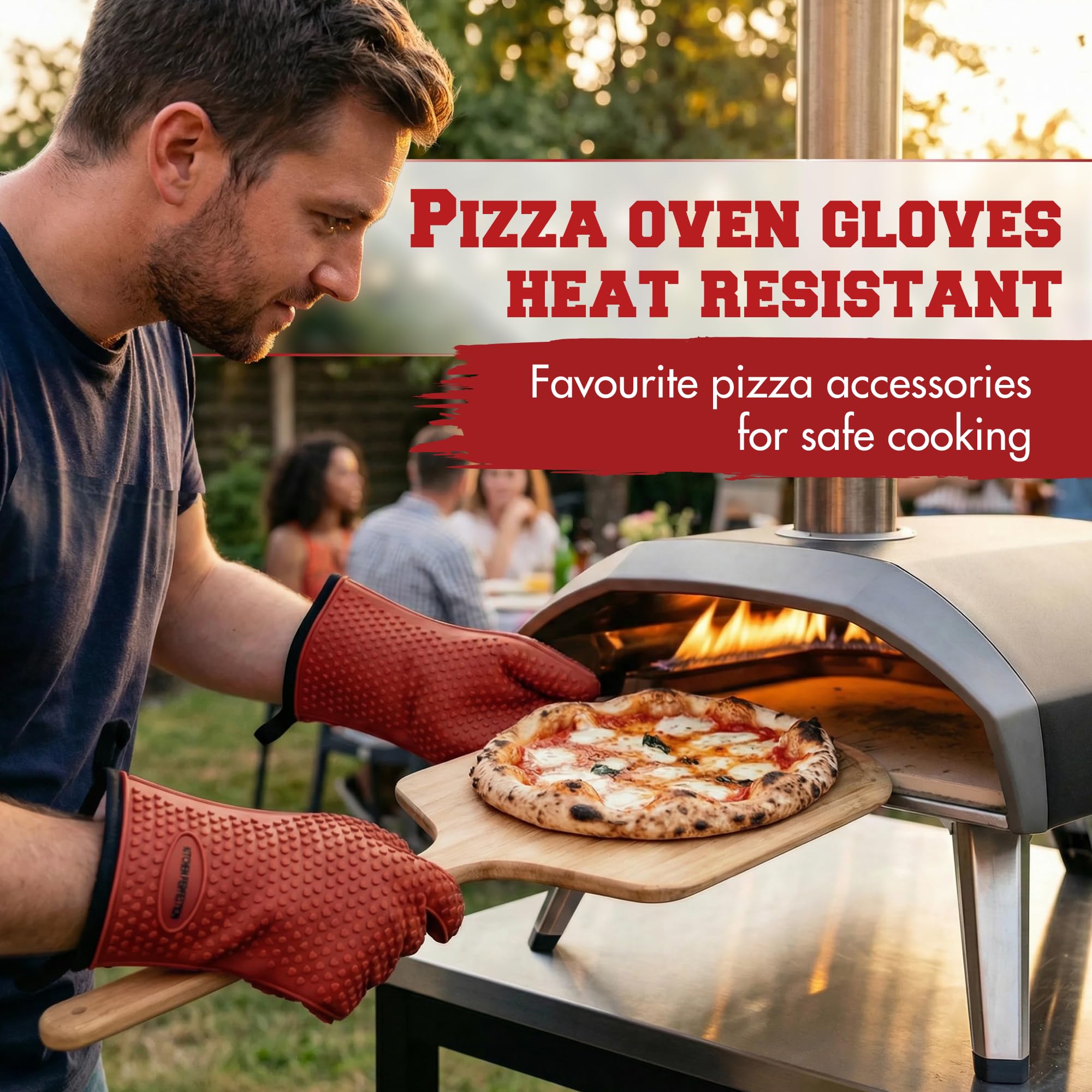XL Silicone Pizza Oven Gloves Heat Resistant Oven Mitts