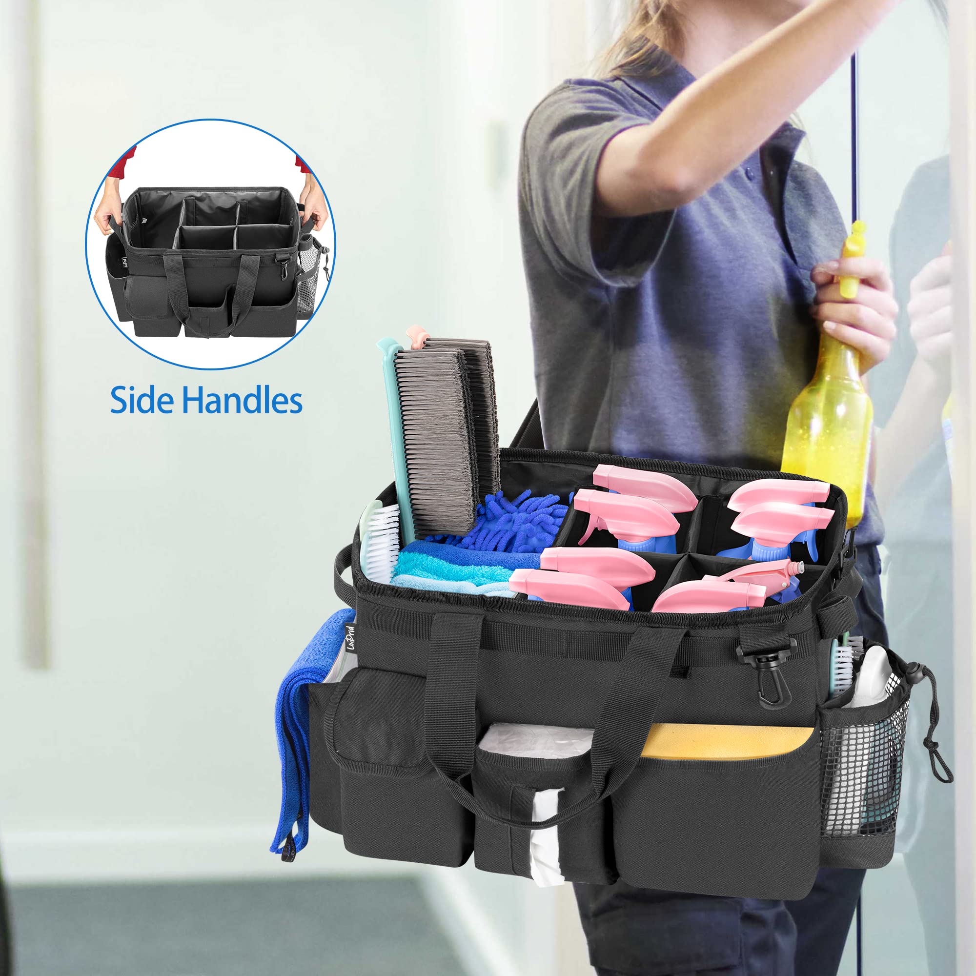 Large Wearable Cleaning Caddy Bag with Detachable Divider