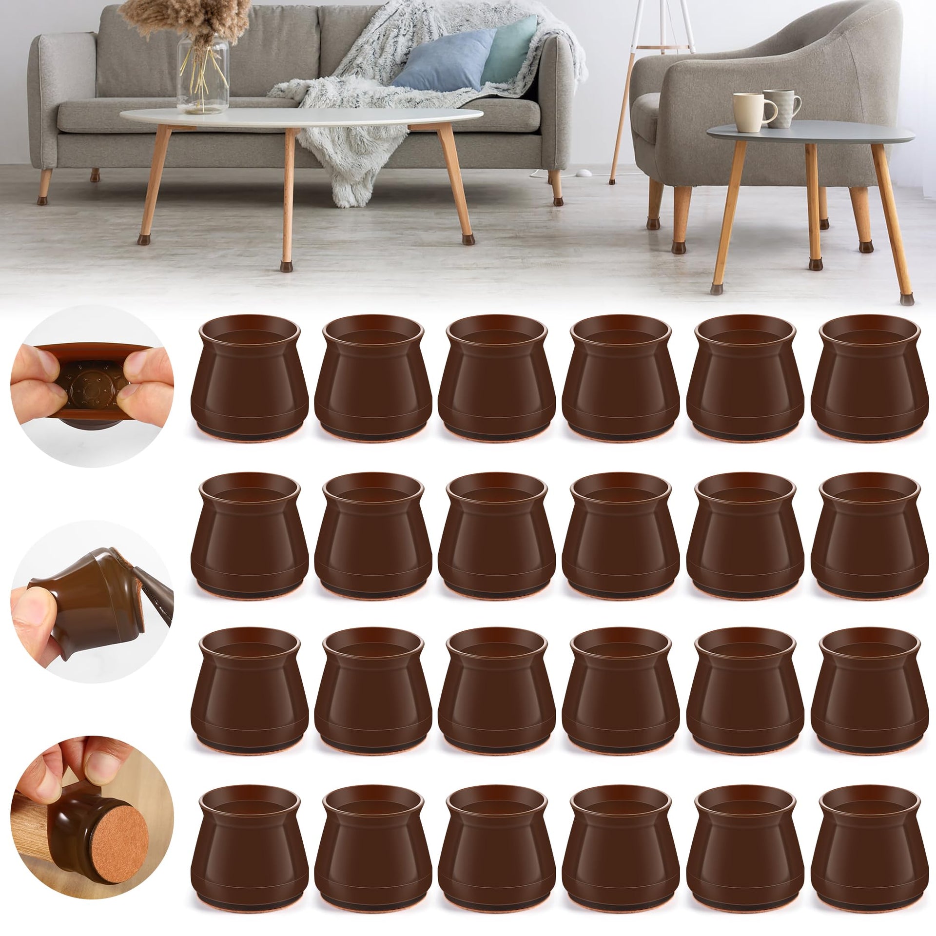 24PCS Upgraded Silicone Chair Leg Floor Protectors for Hardwood Floors (24 Count)