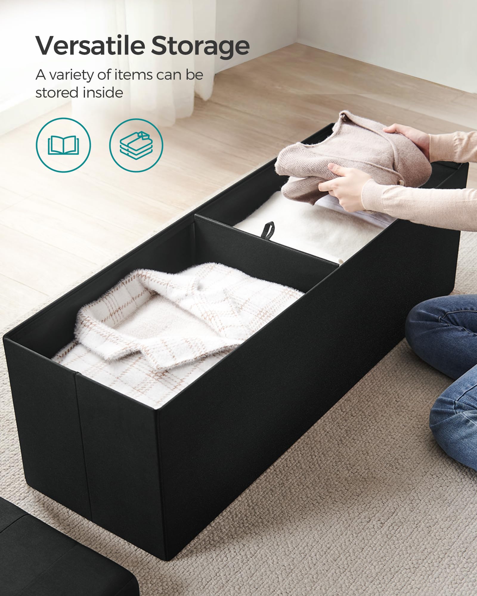 43.3 Inches Folding Storage Ottoman Bench