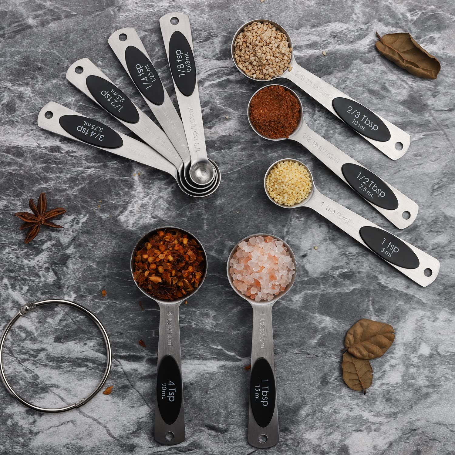 Magnetic Measuring Spoons Set of 9 Stainless Steel Measuring Spoons