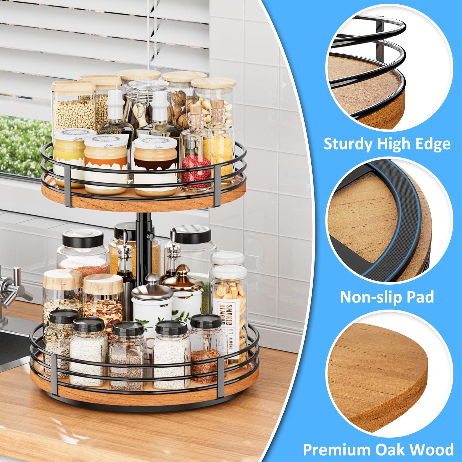 Lazy Susan Turntable Organizer Adjustable