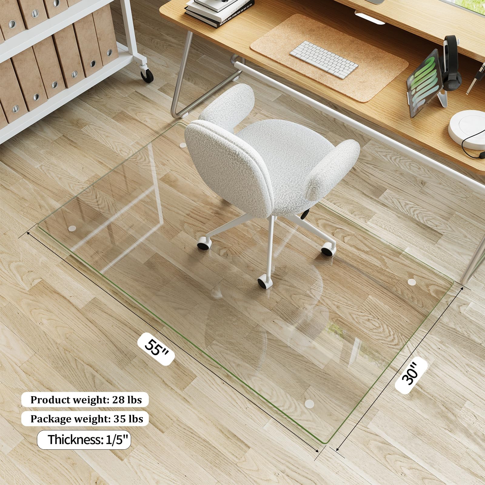 30" x 55" Office Chair Mat for Hardwood Floors & Carpets