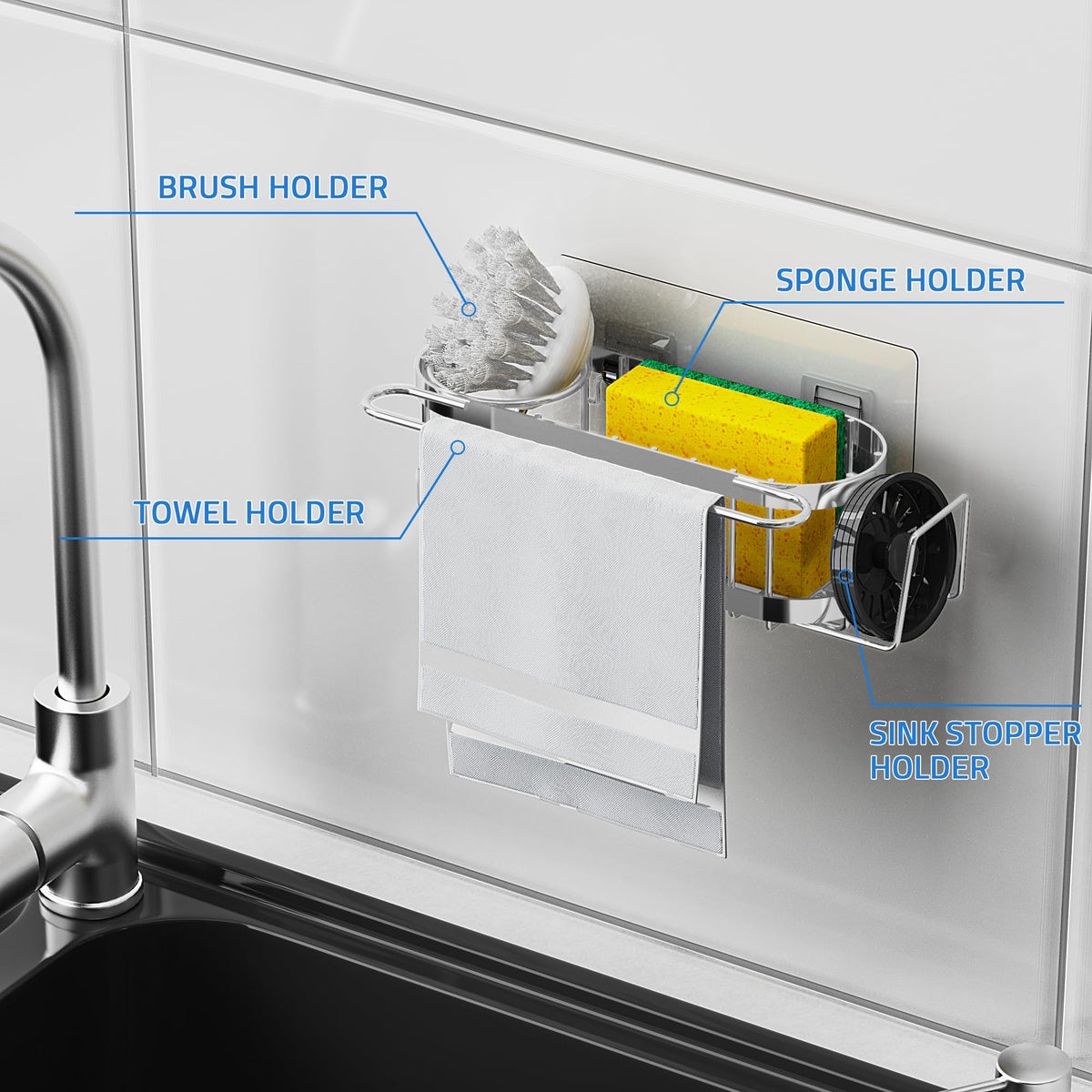 Kitchen Sink Caddy Sponge Holder in The Sink