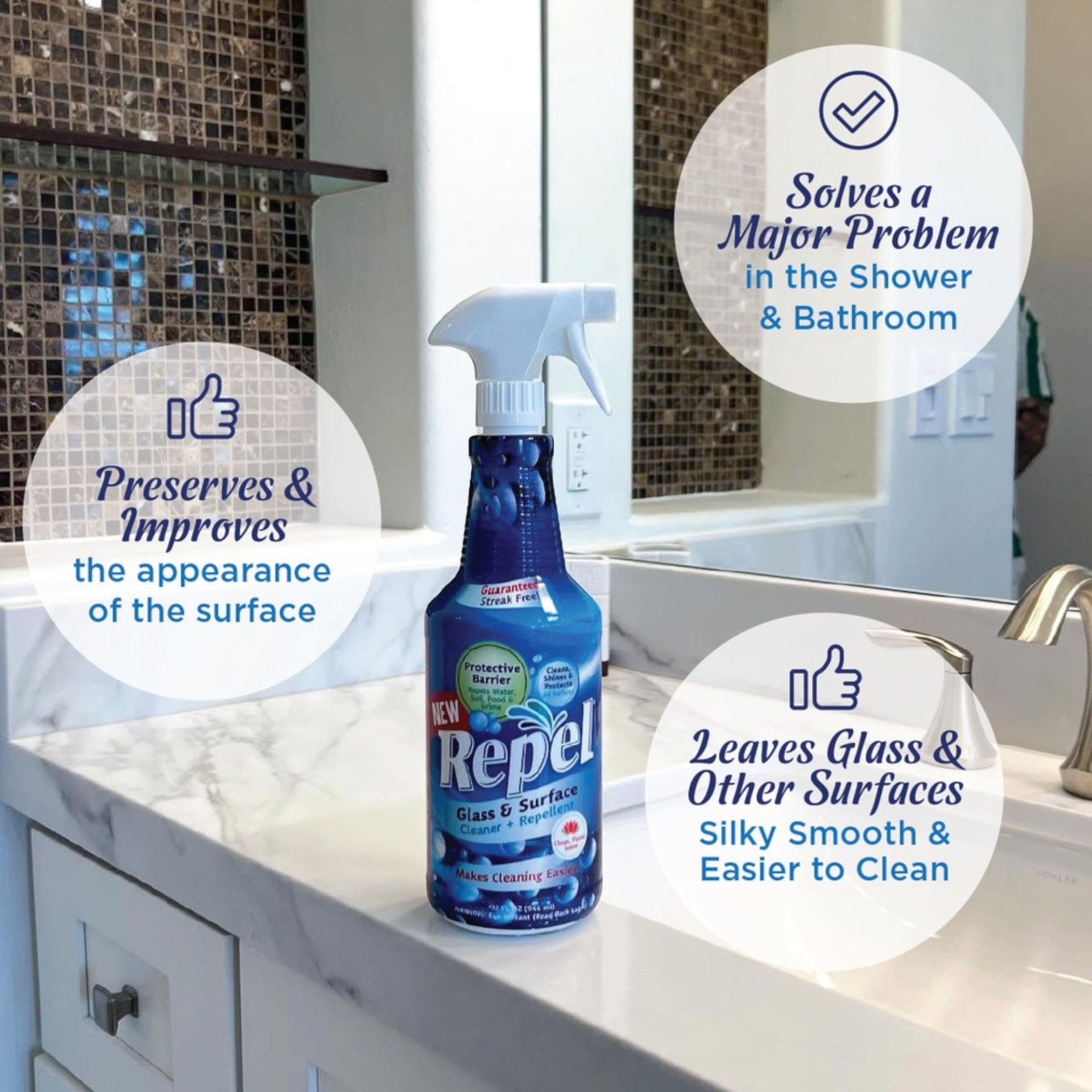 New REPEL Glass and Surface Cleaner with Barrier Technology (384 Fl Oz )