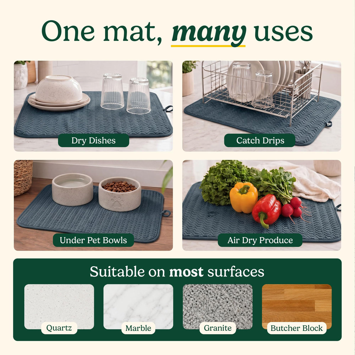 Cuisinart Dish Drying Mat for Kitchen Counter (2 Count)