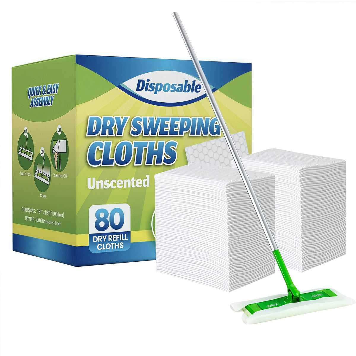 Dry Sweeping Cloths Dry Pads Refills 80 Count Dry Mop Refills for Floor Mopping and Cleaning