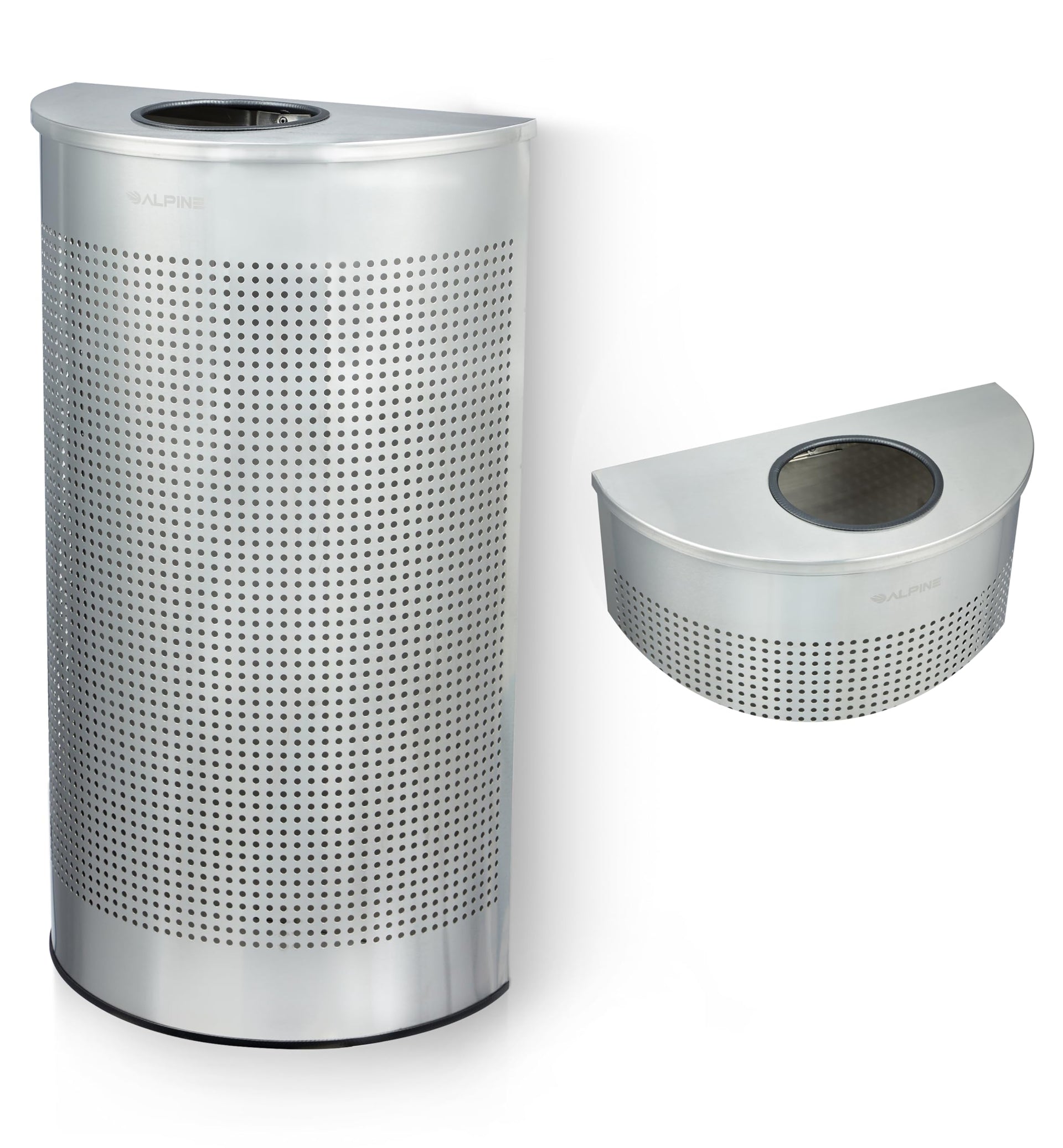 12 Gallon Half Round Stainless Steel Commercial Trash Can Open Top