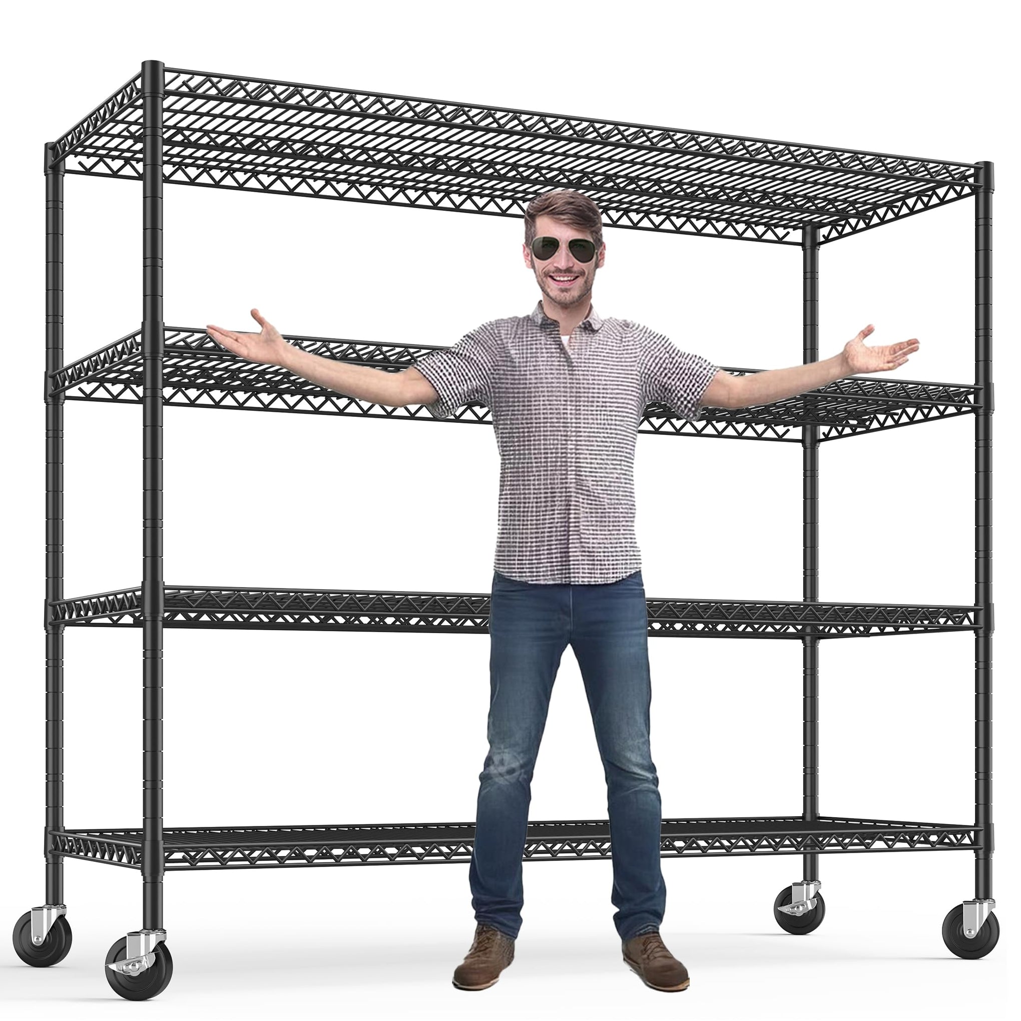 4 Tier Heavy Duty Shelving with Wheels