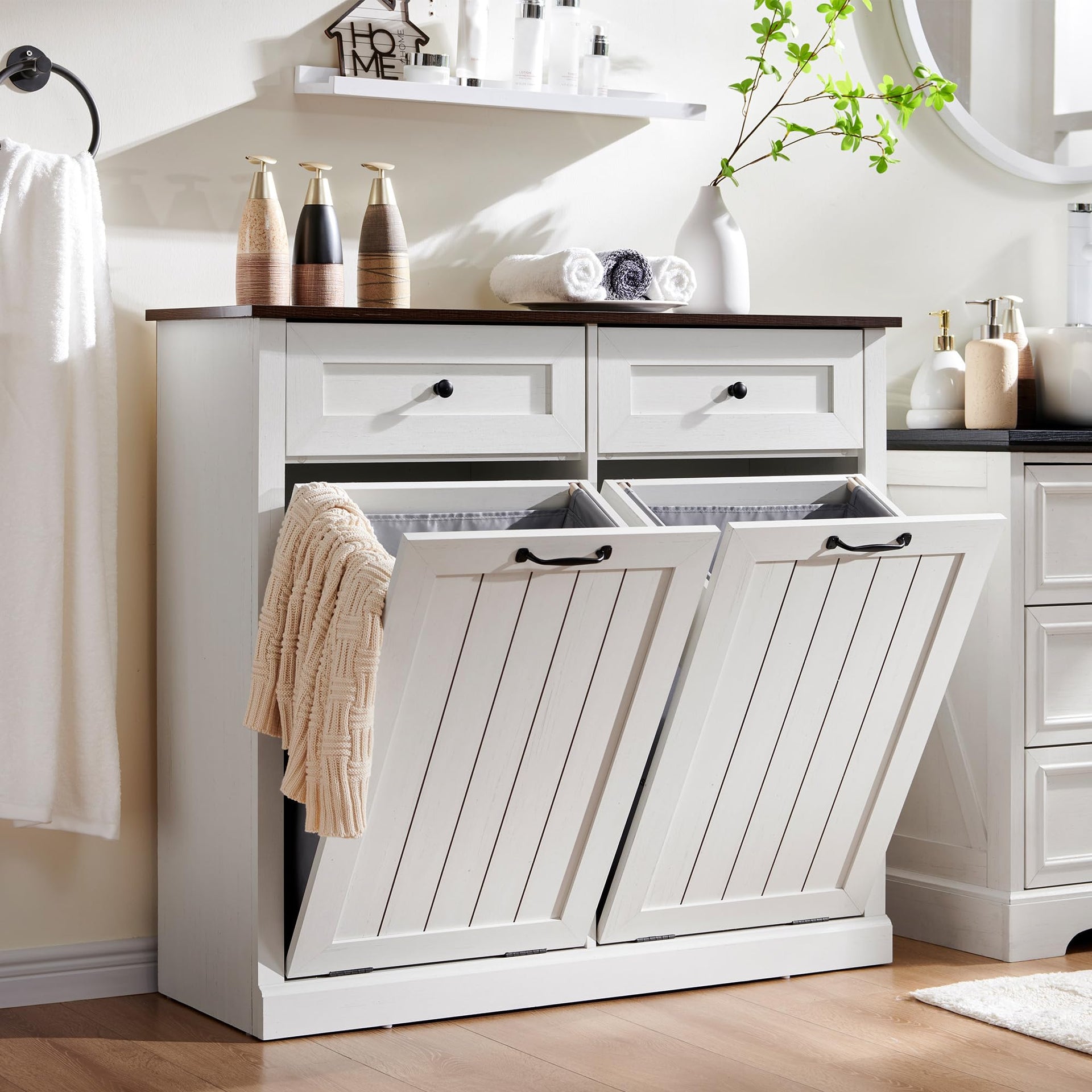 Double Tilt Out Laundry Hamper Cabinet