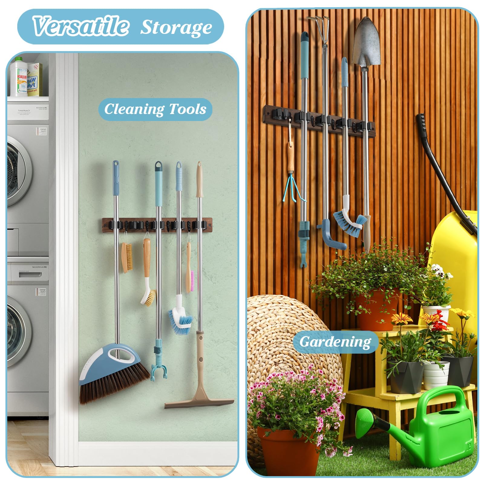 Brown Broom Holder Wall Mount