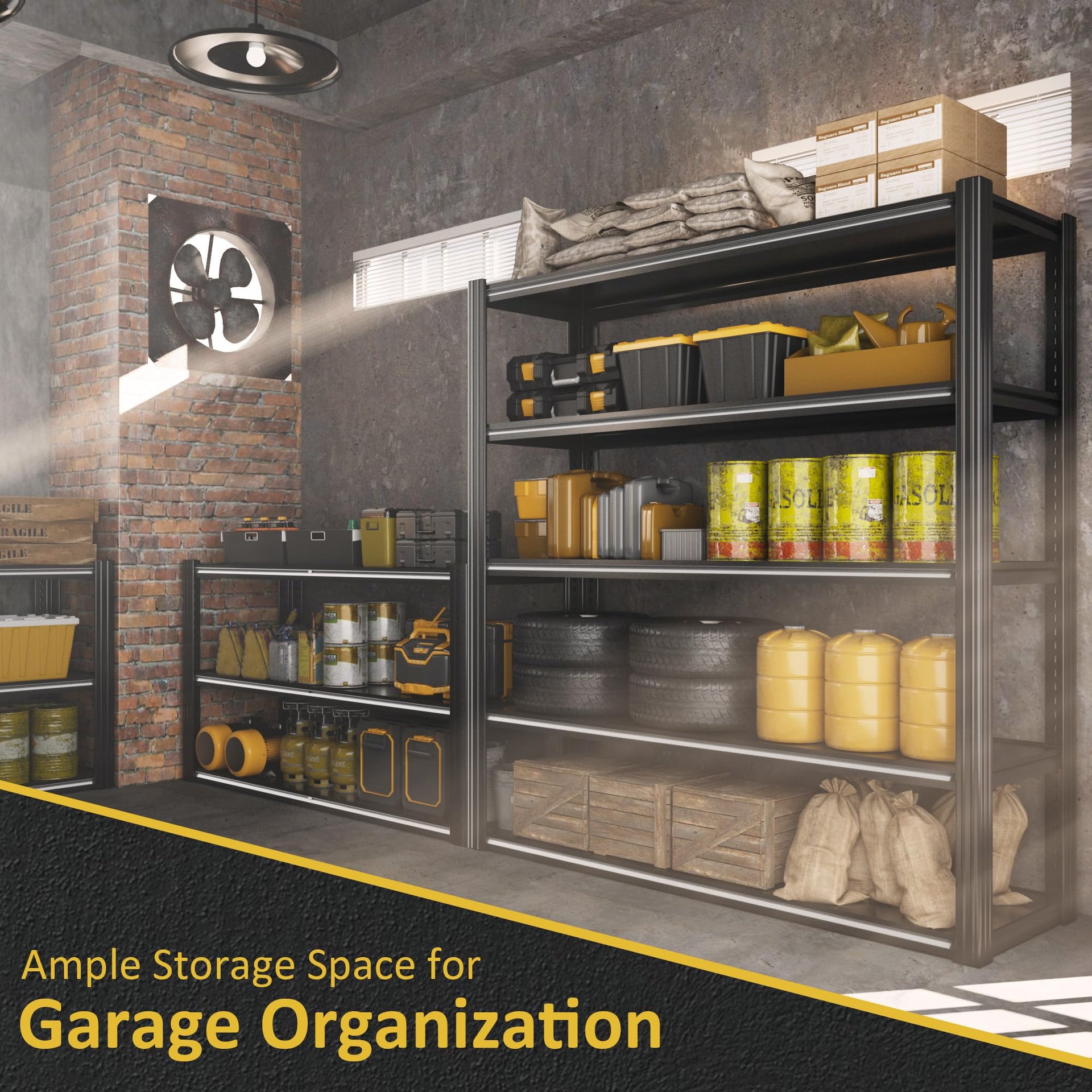 48" W Garage Shelving Heavy Duty 5 Tier Storage Shelf 3030LBS