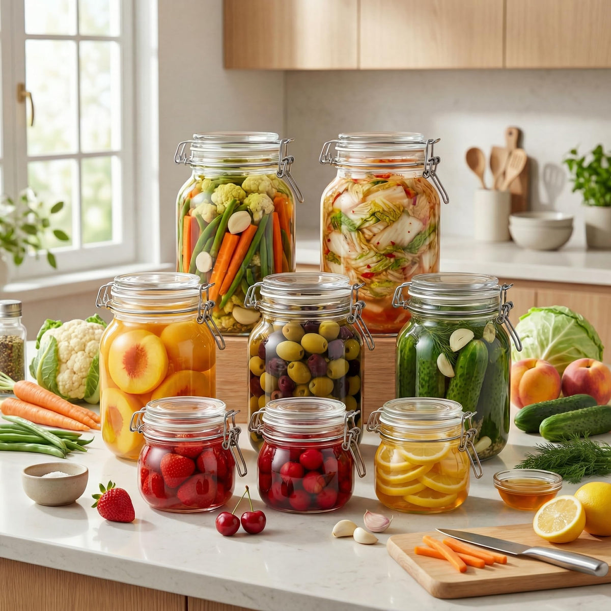 17 oz Round Glass Jars with Airtight Lids (6 Count)