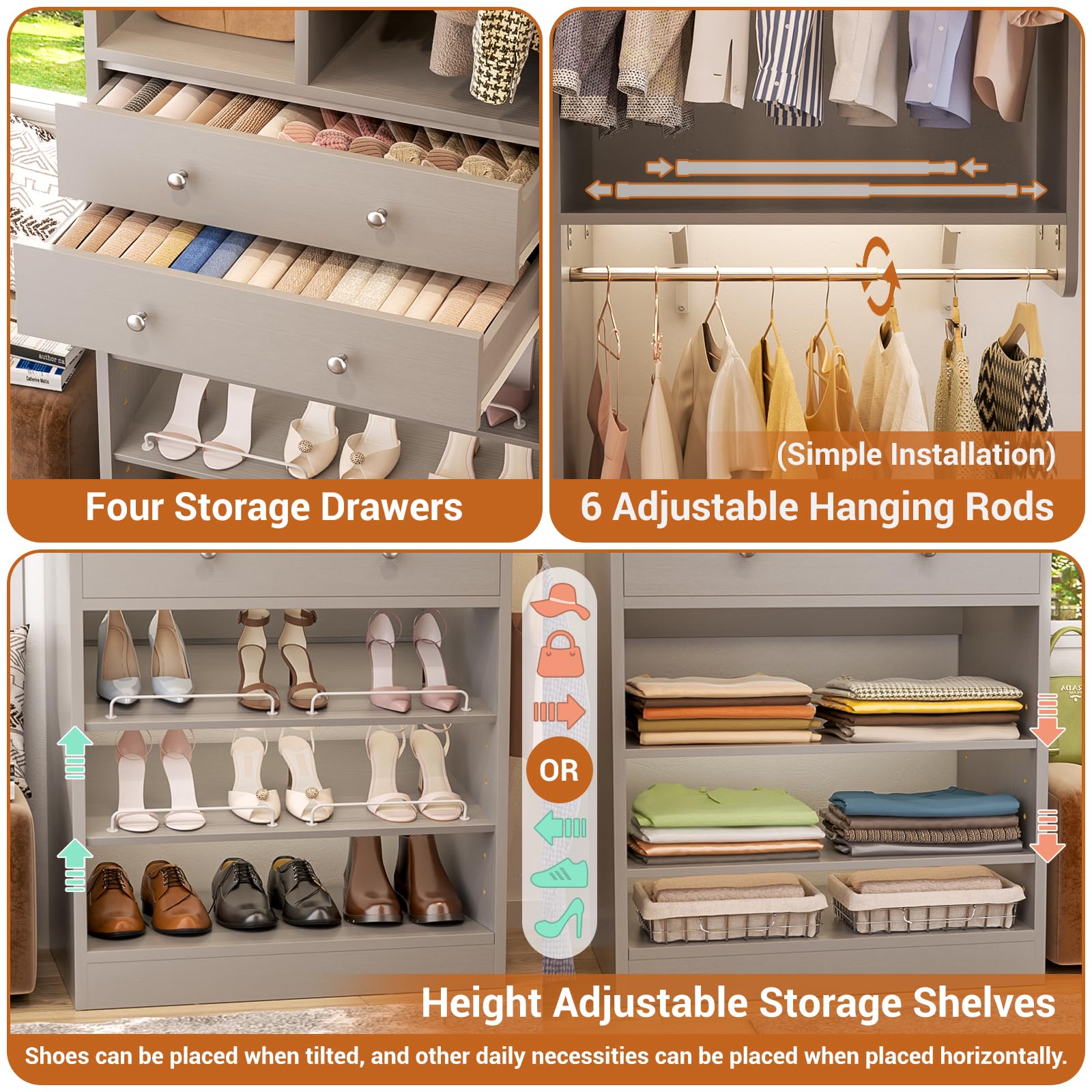10FT Closet System with 4 Drawers (10 Foot)