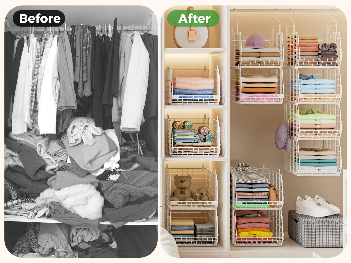 4" Extra Deeper Foldable Hanging Closet Organizer