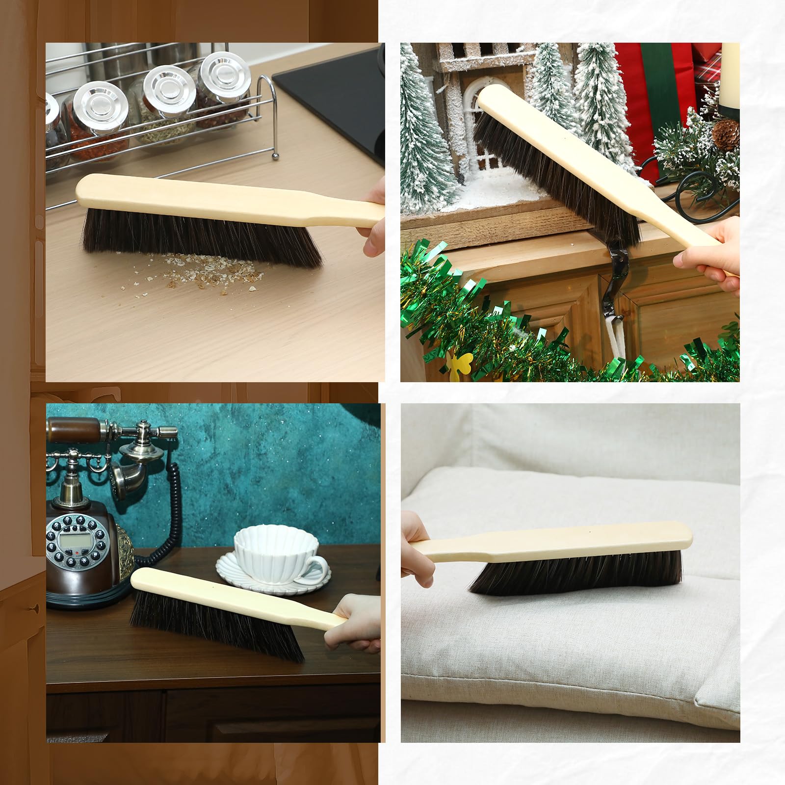 24 Pieces Wooden Dust Brush Bulk Hand Broom Bench Soft Bristle Cleaning Outdoor Furniture Brushes with Long Wood Handle for Cleaning Car Bed Sofa Fireplace Couch Clothes (24 Count)