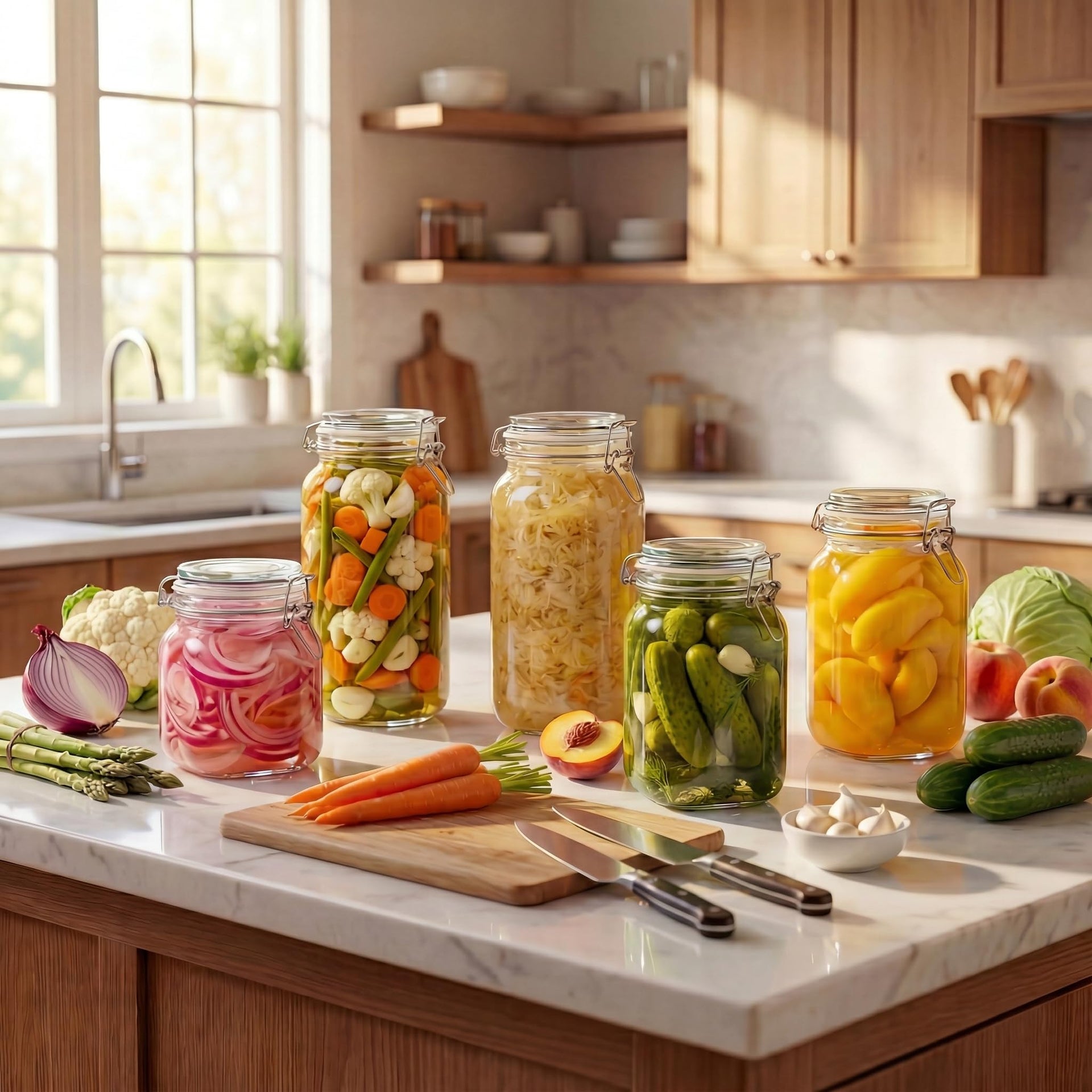 Square Glass Jars with Airtight Lids (5 Count)