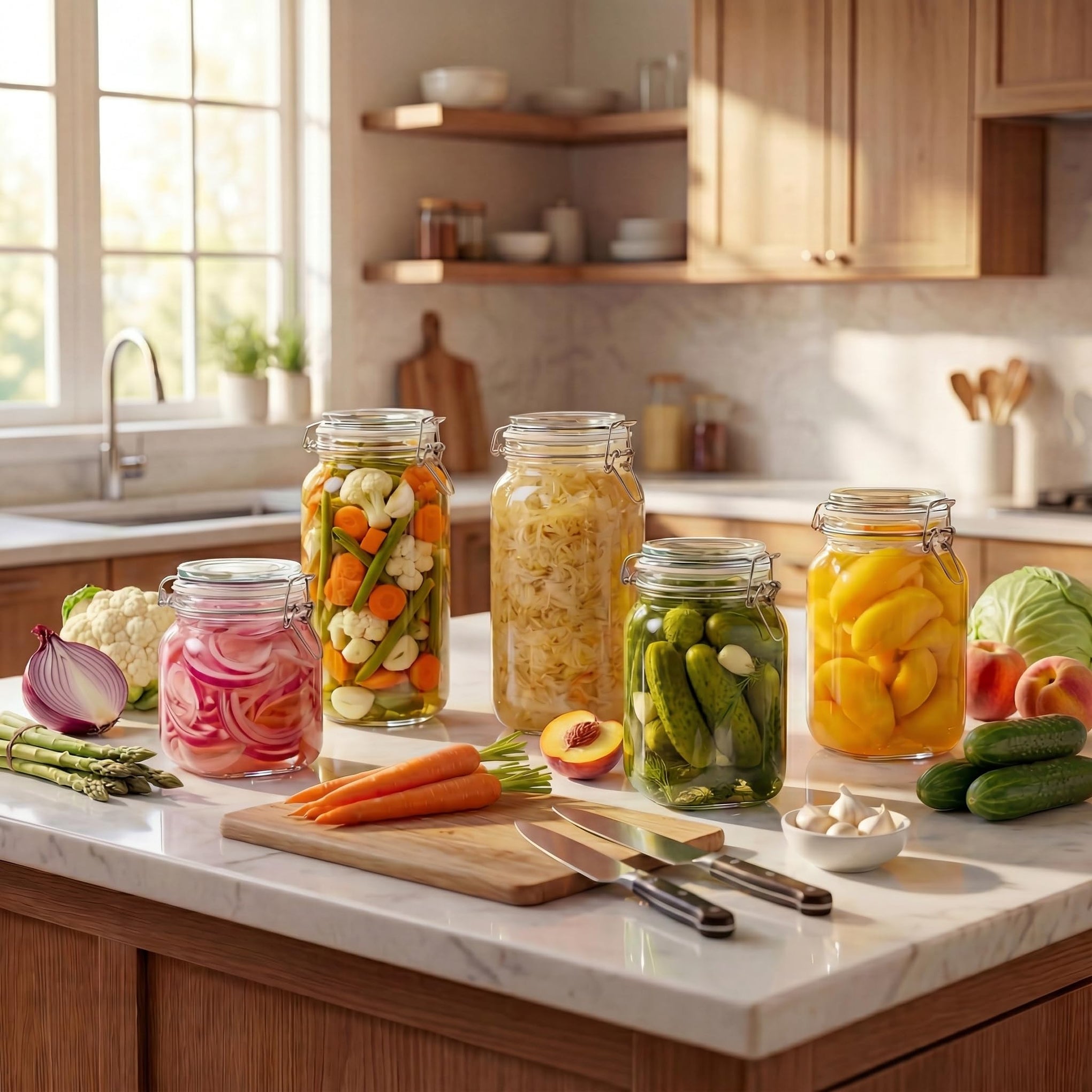 Square Glass Jars with Airtight Lids (5 Count)