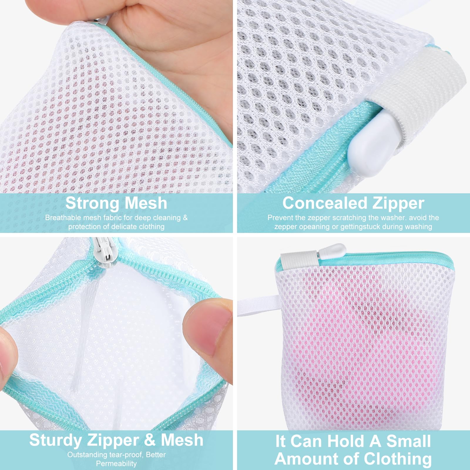 6pcs Laundry Bag Mesh Wash Bag Mini Washing Machine Underwear Washing Bag Zipper Wash Bags Protecting Wash Bag Foldable Laundry Pouch for Home Travel Laundry Room Bag Bra