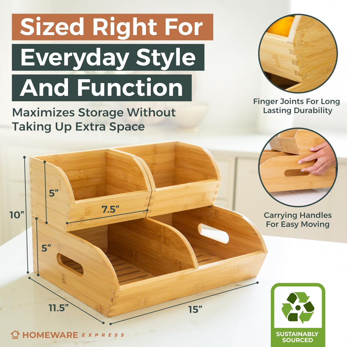 Potato and Onion Storage Bin for Pantry and Kitchen Counter (3 Count)