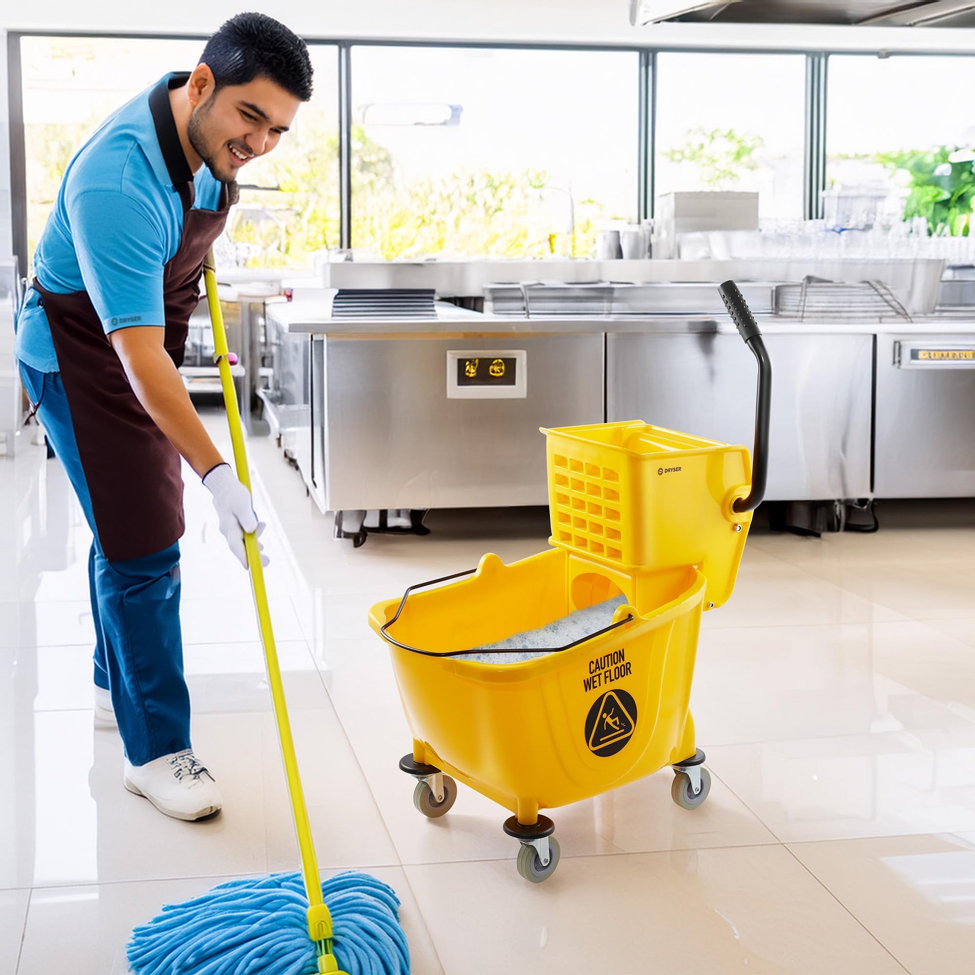 Commercial Side Press Wringer Combo Mop Bucket