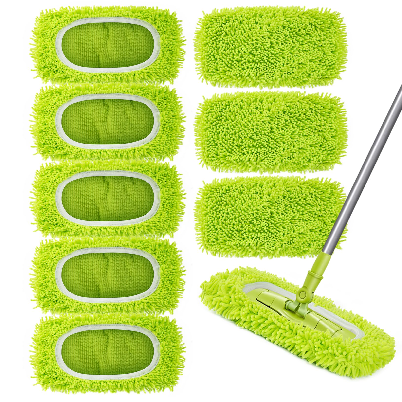 Reusable Dry Sweeping Cloths Microfiber Wet Mop Pads Compatible with Swiffer Sweeper Mop Replacement Sweeping Mopping pad Refills for Hardwood Surface Floor Cleaning (6 Count)