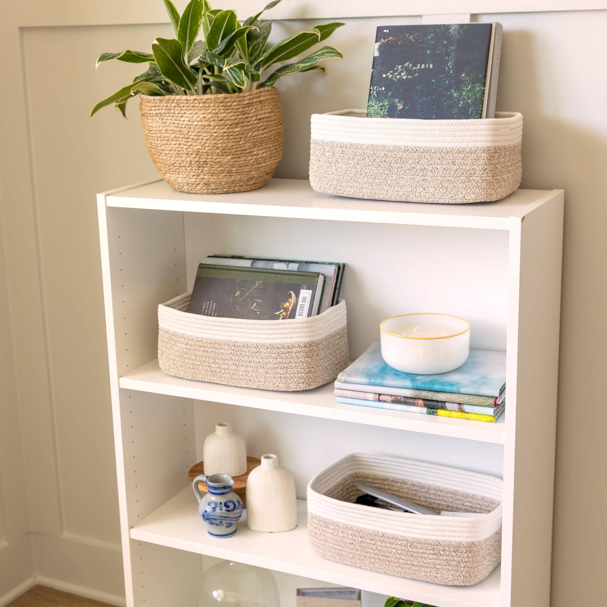 13.5”x8.5”x5.5” Storage Baskets for Shelves 3 Pack (3 Count)