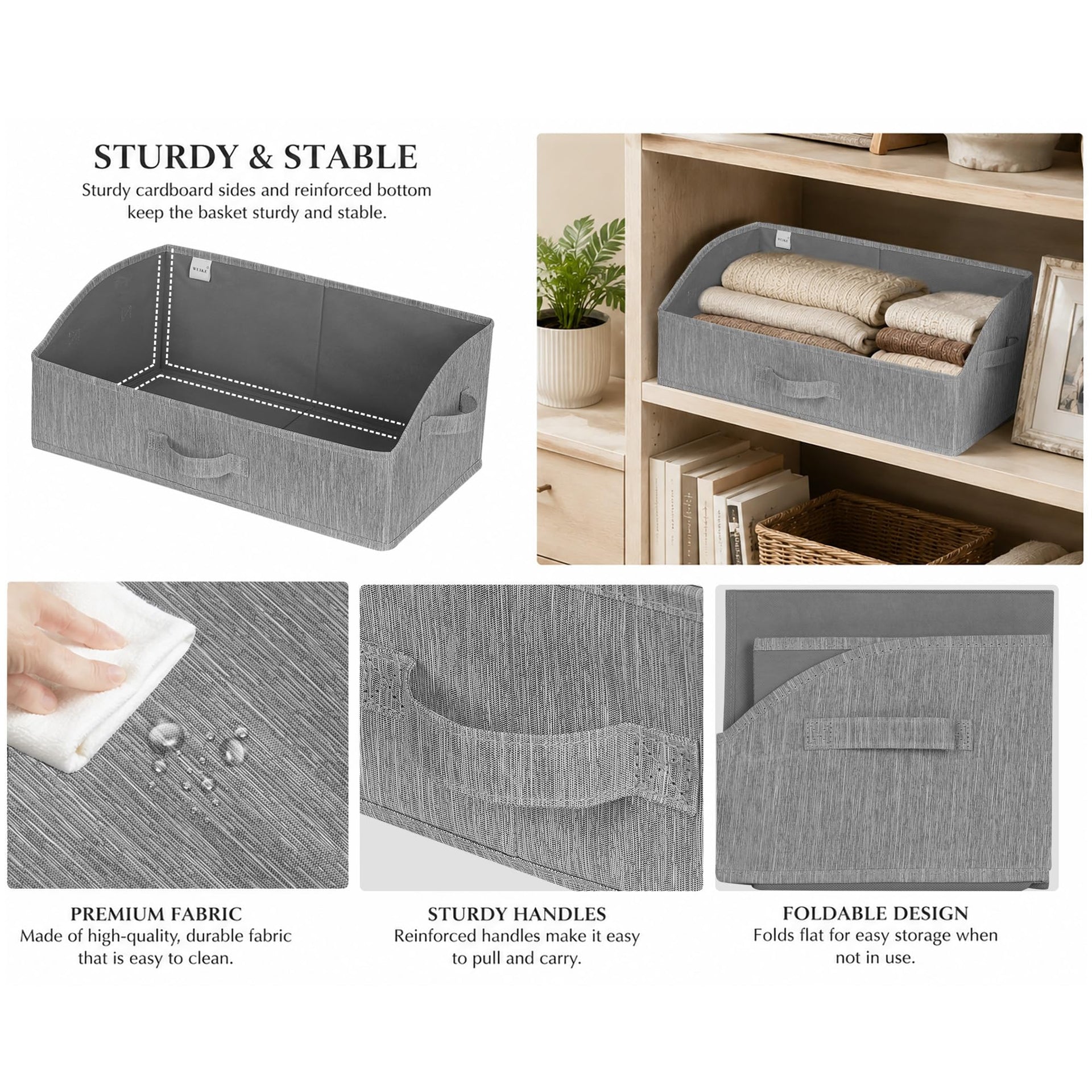 Trapezoid Storage Bins for Closet Organizers and Storage (3 Count)