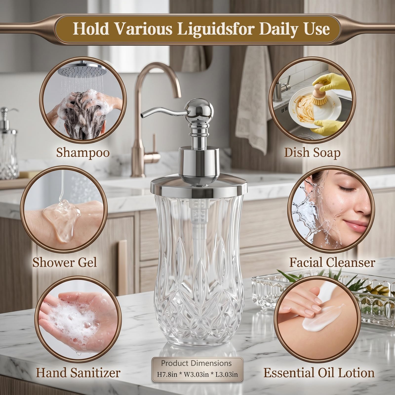 2 Pack 9Oz Clear Soap Dispenser (2 Count)