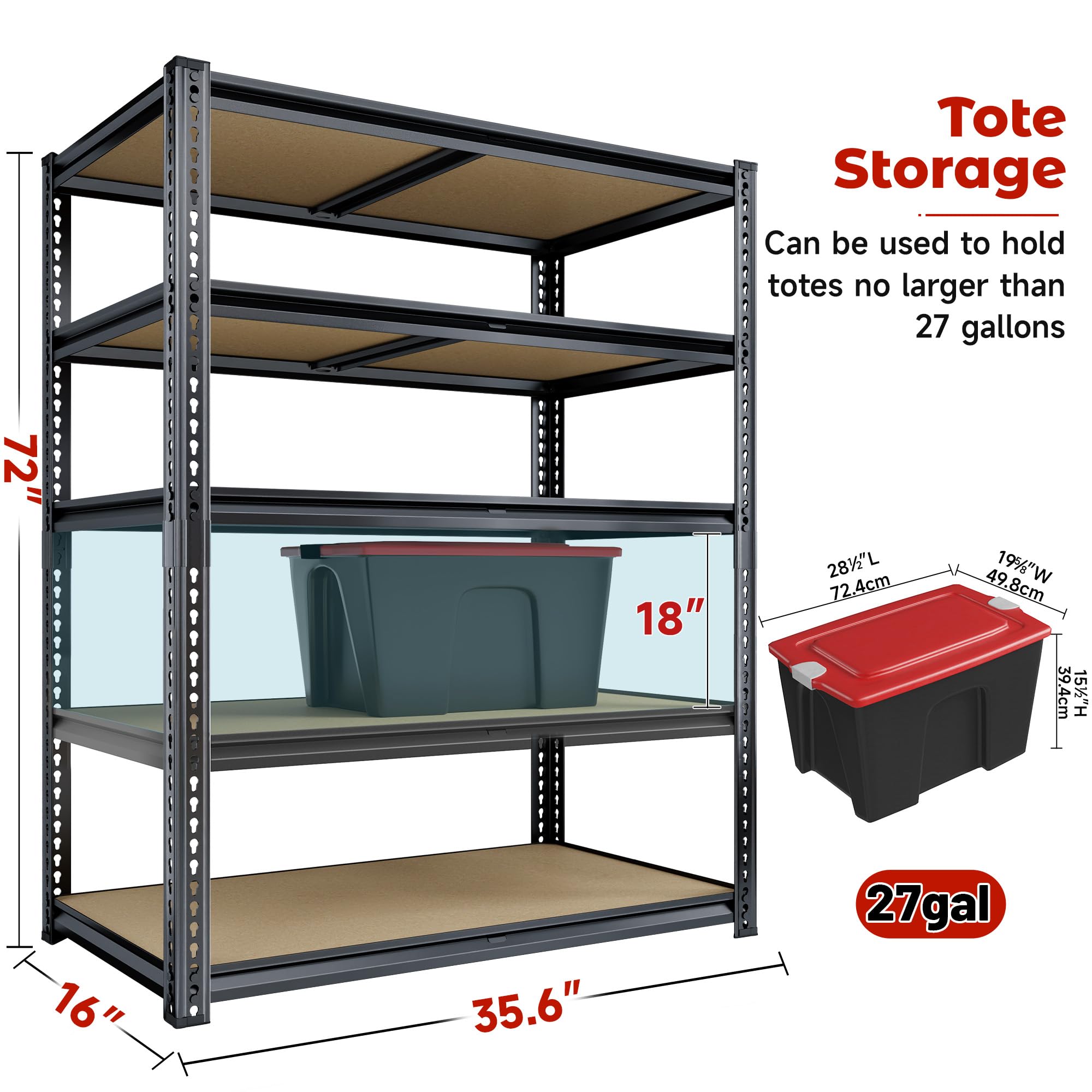 Garage Shelving Unit 35.6" W x 16" D x 72" H (2 Count)