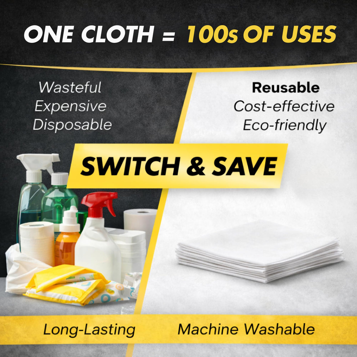 Microfiber Magic Streak Free Cleaning Cloth 10 Pack Clean Any Surface with Just Water Eco Friendly Perfect for Window (10 Count)