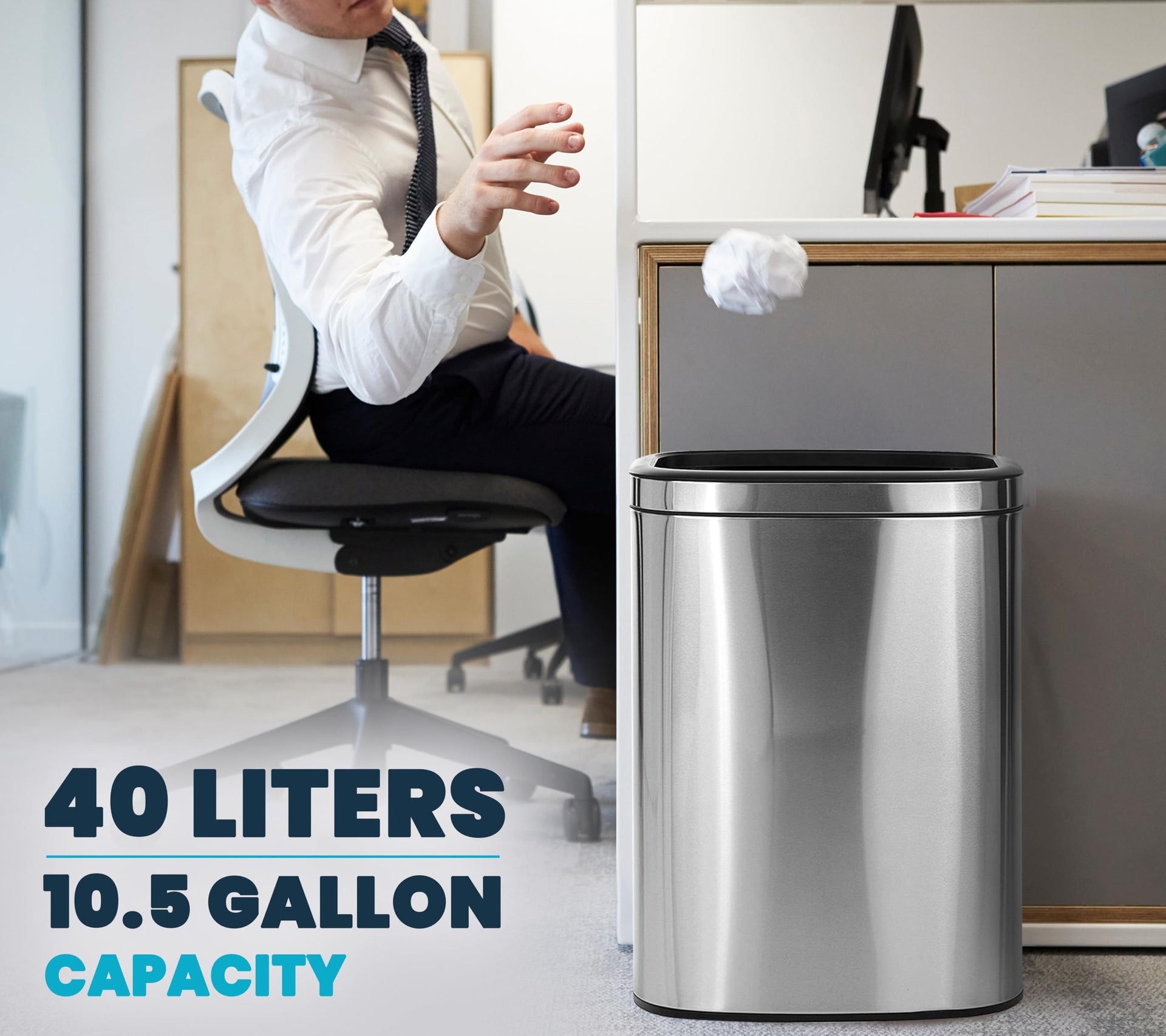 Stainless Steel Open Top Trash Can 10.5 Gallon
