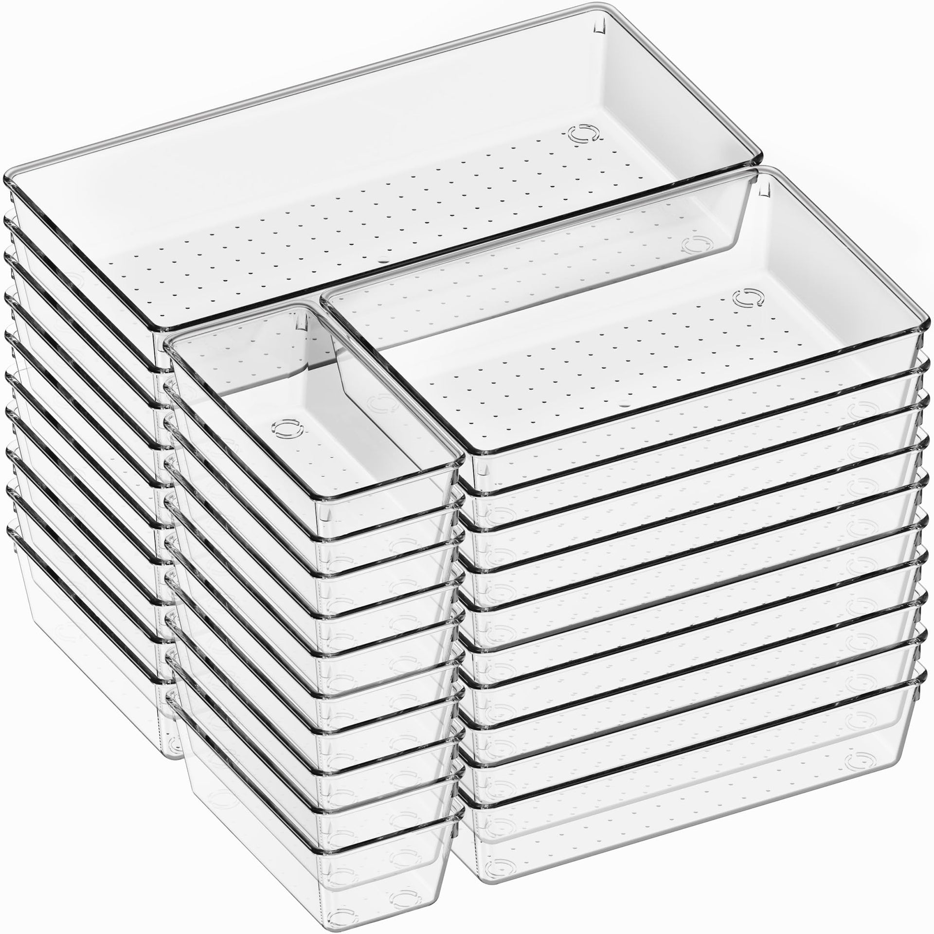 30 Pack Large Clear Plastic Drawer Organizer Bins (30 Count)